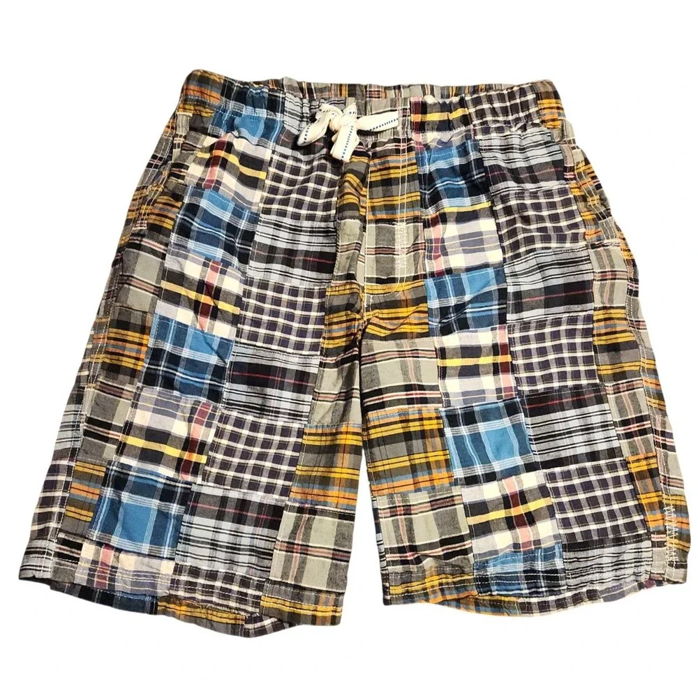 American Eagle Shorts Multi-Color Plaid Patchwork Madras Drawstring Waist Mens M
